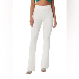 Lita by Ciara RIB ORGANIC COTTON FLARE PANTS IN MILK, NWOT